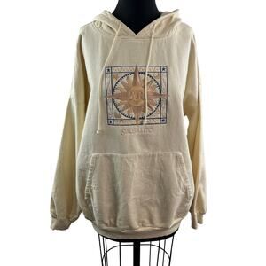 VINTAGE Crazy Shirt Hawaii Beige Hoodie Sausalito Embroidered Size Large L VTG